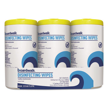 Boardwalk® Disinfecting Wipes, 8 X 7, Lemon Scent, 75-canister, 3 Canisters-pack freeshipping - TVN Wholesale